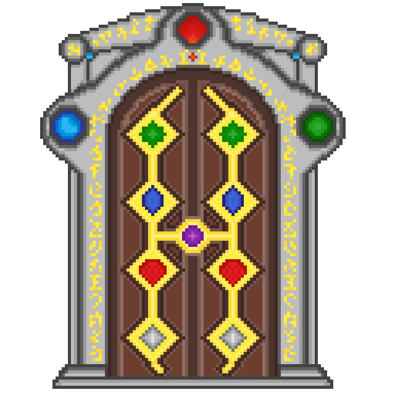 The Door to the Fae Realm A pixel art magical door